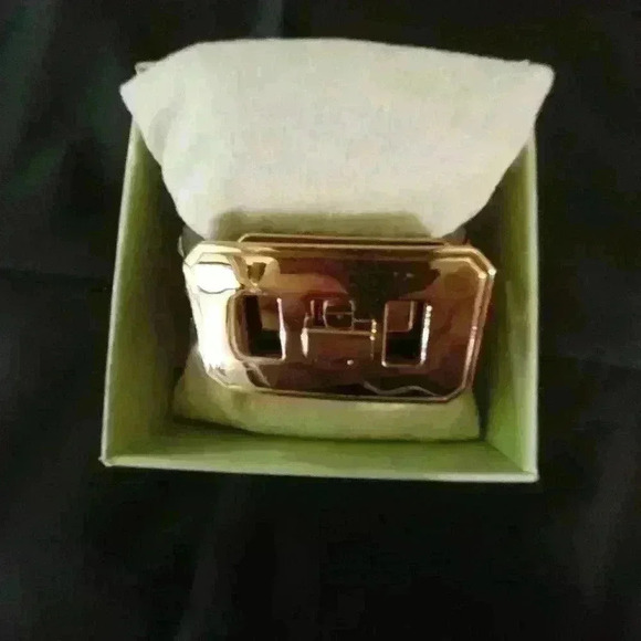 Statement Gold Turnlock Rhinestone Cuff - Picture 2 of 10